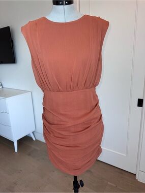 Forever 21 Rust Orange Sleeveless Ruched Mini Dress